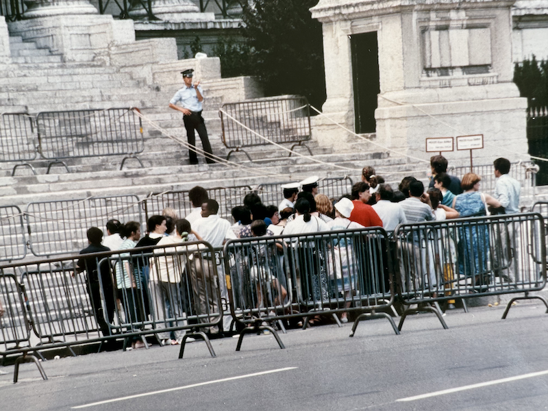 A crowd gathered outside a Lyon courthouse to witness the trial of Klaus Barbie in 1987.