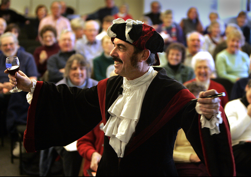 "Bruce Elliott in costume bringing art to life for OLLI members"